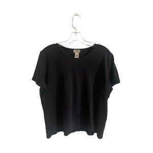 L.L.Bean Women Black Short Sleeve T-Shirt 100% Cotton Size Large
